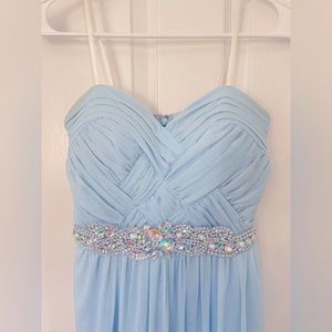 Strapless light blue long dress